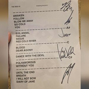Breaking Benjamin Signed Setlist